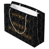 Luxe, elegante zwart en goud Happy Birthday Groot Cadeauzakje (Achterkant Gekanteld)