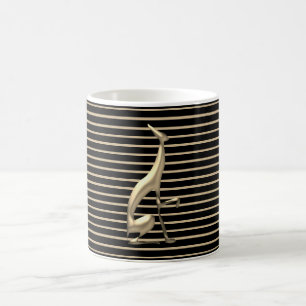 Luxe Elegante Zwart en Gouden Streep Patroon Hond Koffiemok