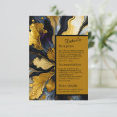 Luxe elegante zwart gouden bruiloft informatiekaartje (Staand voorkant)