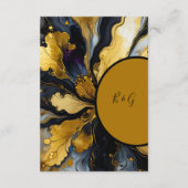 Luxe elegante zwart gouden bruiloft informatiekaartje (Achterkant)