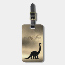 Luxe Elegante Zwarte en Gouden Dinosaurus Monogram