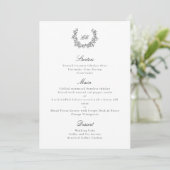 Luxe Elegante Zwarte & Witte Botanische Krans Menu (Staand voorkant)