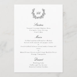Luxe Elegante Zwarte & Witte Botanische Krans Menu