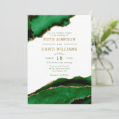Luxe Emerald en Gouden Glitter Agaat Huwelijk Kaart (Staand voorkant)