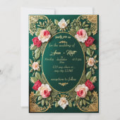 Luxe Emerald Green bruiloft uitnodiging met Fl (Voorkant)