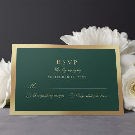 Luxe Emerald Green Classic Faux Gold RSVP-kaart RSVP Kaartje