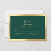 Luxe Emerald Green Classic Faux Gold RSVP-kaart RSVP Kaartje (Voorkant)