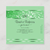 Luxe Emerald Green Glitter Sterren en Monogram Vierkante Visitekaartje (Achterkant)