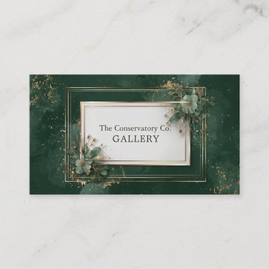 Luxe Emerald Green & Gold Folie Botanisch Visitekaartje (Voorkant)