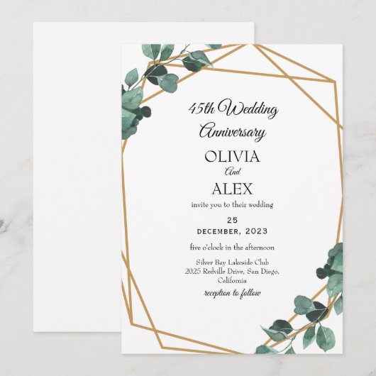 Luxe Emerald Greenery Wedding Jubileum Kaart (Voorkant / Achterkant)