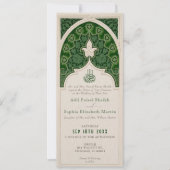 Luxe Emerald Islamitische kant bruiloft uitnodigin Kaart (Voorkant)