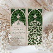Luxe Emerald Islamitische kant bruiloft uitnodigin Kaart
