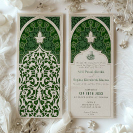 Luxe Emerald Islamitische kant bruiloft uitnodigin Kaart