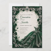 Luxe Emerald Princess Quinceañera Uitnodiging (Voorkant)