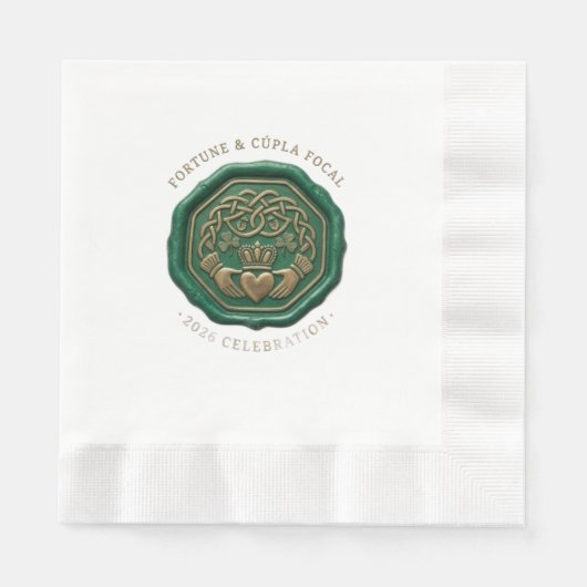 Luxe Emerald Waszegel Servet – Ierse Claddagh (Voorkant)