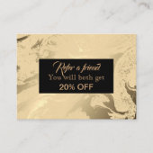 Luxe en Elegant marmer zwart en goud Aanbevelingskaartje (Voorkant)