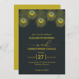 Luxe en Elegant | Pauwveer Bruiloft Kaart