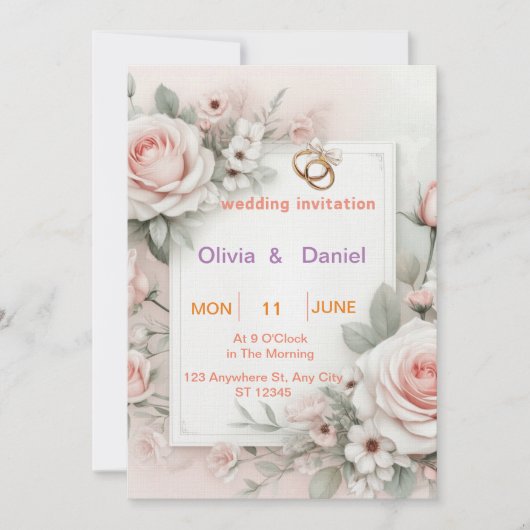 Luxe en elegante huwelijksuitnodiging met licht kaart (Voorkant)