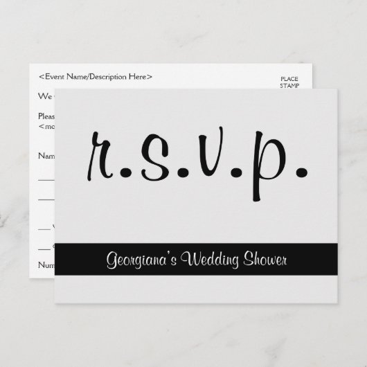 Luxe en Elegante "r.s.v.p." Briefkaart (Voorkant / Achterkant)