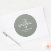 Luxe en elegante Sage Green bruiloft Ronde Sticker (Envelop)