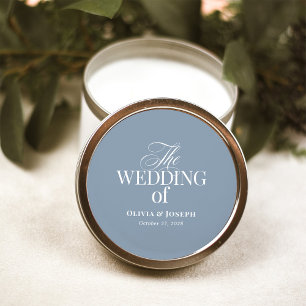 Luxe en Elegante Stofblauwe Bruiloft Ronde Sticker