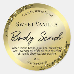 Luxe en Glam Gold Body Scrub Labels