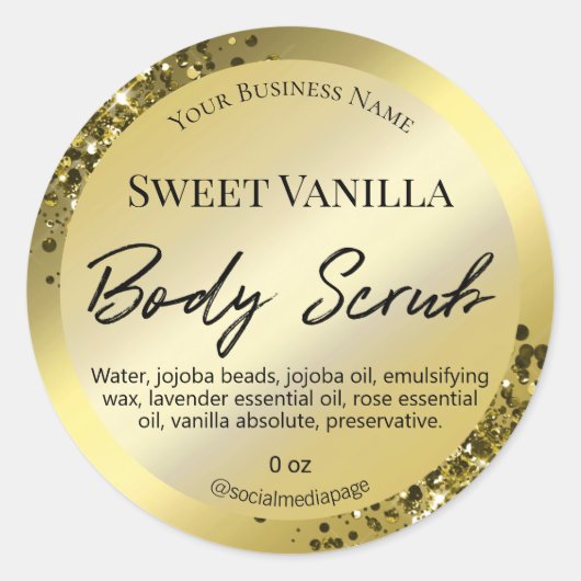 Luxe en Glam Gold Body Scrub Labels (Voorkant)