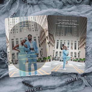 Luxe en minimale foto bespaart de datum folie uitnodiging