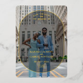 Luxe en minimale foto bespaart de datum folie uitnodiging (Voorkant)