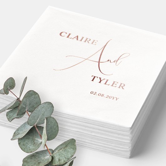 Luxe en minimale, romantische "en" bruiloft folie servetten