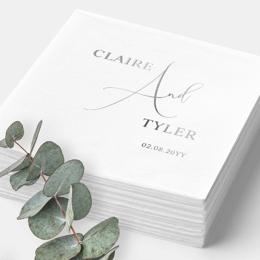 Luxe en minimale, romantische "en" bruiloft folie servetten