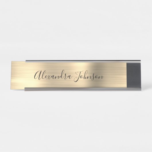 Luxe en professionele goudfolie Modern Bureau Naambordje (Voorkant)
