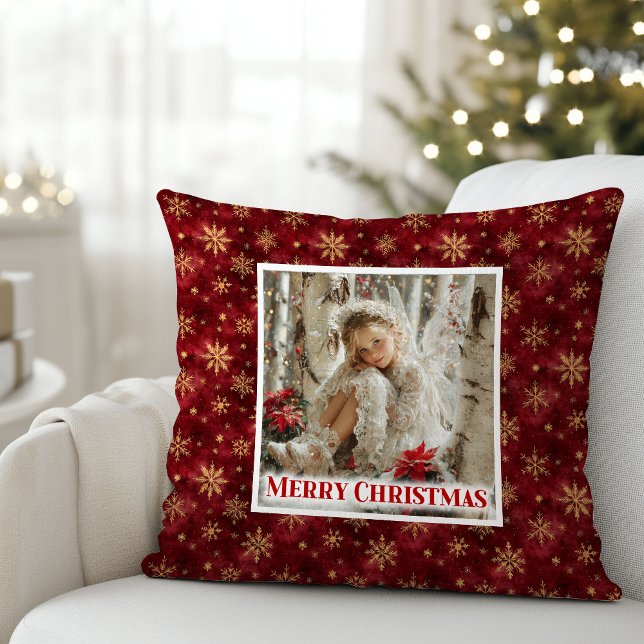 Luxe Engel Rood Goud Kinder Cadeau Beste Kerstmis  Kussen (Luxury Angel Red Gold Kids Gift Best Christmas Pillow

)