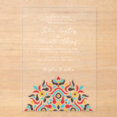 Luxe esthetische geometrische Mandala bruiloft Acryl Uitnodigingen (Voorkant)