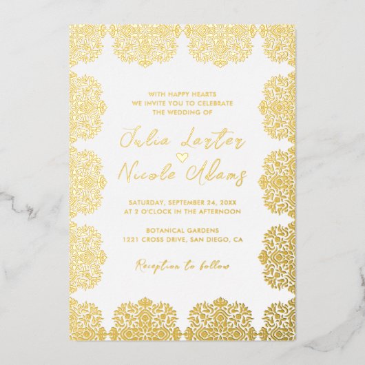 Luxe esthetische geometrische Mandala bruiloft Folie Uitnodiging (Voorkant)