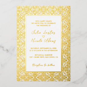 Luxe esthetische geometrische Mandala-huwelijk Folie Uitnodiging