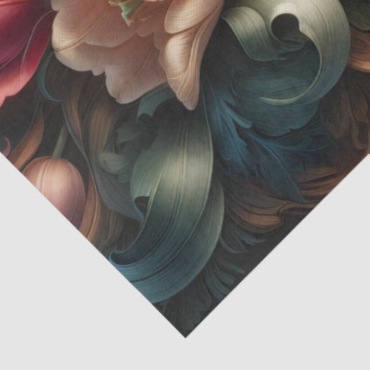 Luxe etherische barokke bloemendecoupage tissuepapier (Detail)