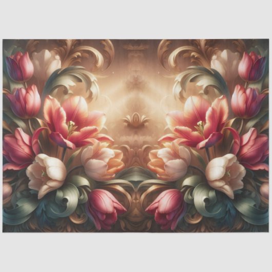 Luxe etherische barokke bloemendecoupage tissuepapier (Voorkant)