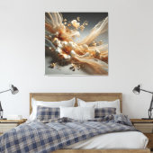 Luxe Ethische Bloemkunst - Gebeeldhouwde Witte Blo Canvas Afdruk (Insitu (Slaapkamer))