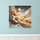 Luxe Ethische Bloemkunst - Gebeeldhouwde Witte Blo Canvas Afdruk (Insitu (Houten vloer))