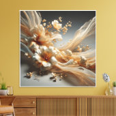 Luxe Ethische Bloemkunst - Gebeeldhouwde Witte Blo Canvas Afdruk (Insitu (Woonkamer))