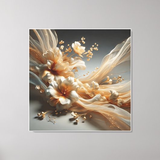 Luxe Ethische Bloemkunst - Gebeeldhouwde Witte Blo Canvas Afdruk (Voorkant)