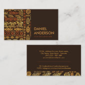 Luxe Etnisch Afrikaans Patroon- warm bruin en goud Visitekaartje (Voorkant / Achterkant)