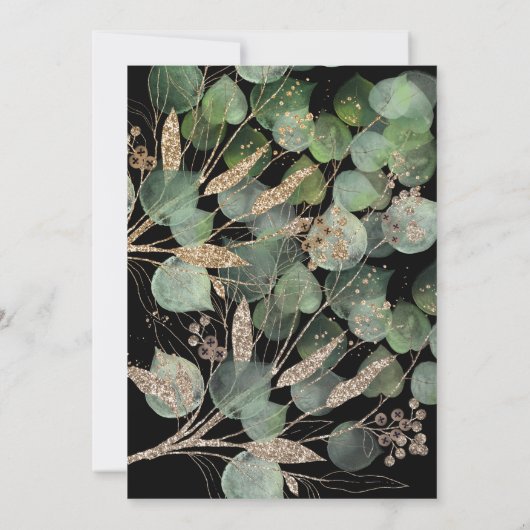 LUXE EUCALYPTUS BLACK GROEN SAGE 2 INVITATIE KAART (Achterkant)