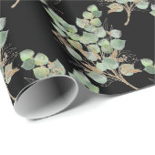 LUXE EUCALYPTUS BLACK WRAPPINGPAPIER CADEAUPAPIER (Rol Hoek)