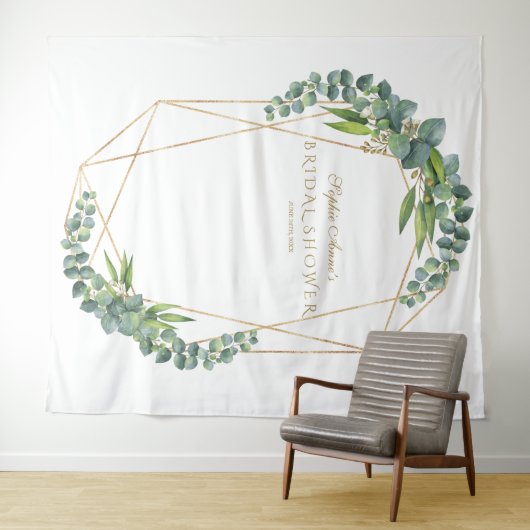 Luxe Eucalyptus Bloei Gouden Bruiloft Feest Prop Wandkleed (In Situ (horizontaal))