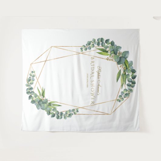 Luxe Eucalyptus Bloei Gouden Bruiloft Feest Prop Wandkleed (Voorkant (horizontaal))