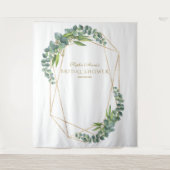 Luxe Eucalyptus Bloei Gouden Bruiloft Feest Prop Wandkleed (Voorkant)