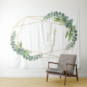 Luxe Eucalyptus Bloei Gouden Bruiloftssalon Prop Wandkleed (In Situ (horizontaal))
