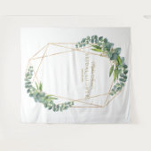 Luxe Eucalyptus Bloei Gouden Bruiloftssalon Prop Wandkleed (Voorkant (horizontaal))